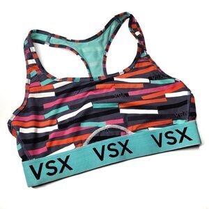 Victoria Sport VSX‎ Womens Racerback Sports Bra Multi Color Striped Size Large
